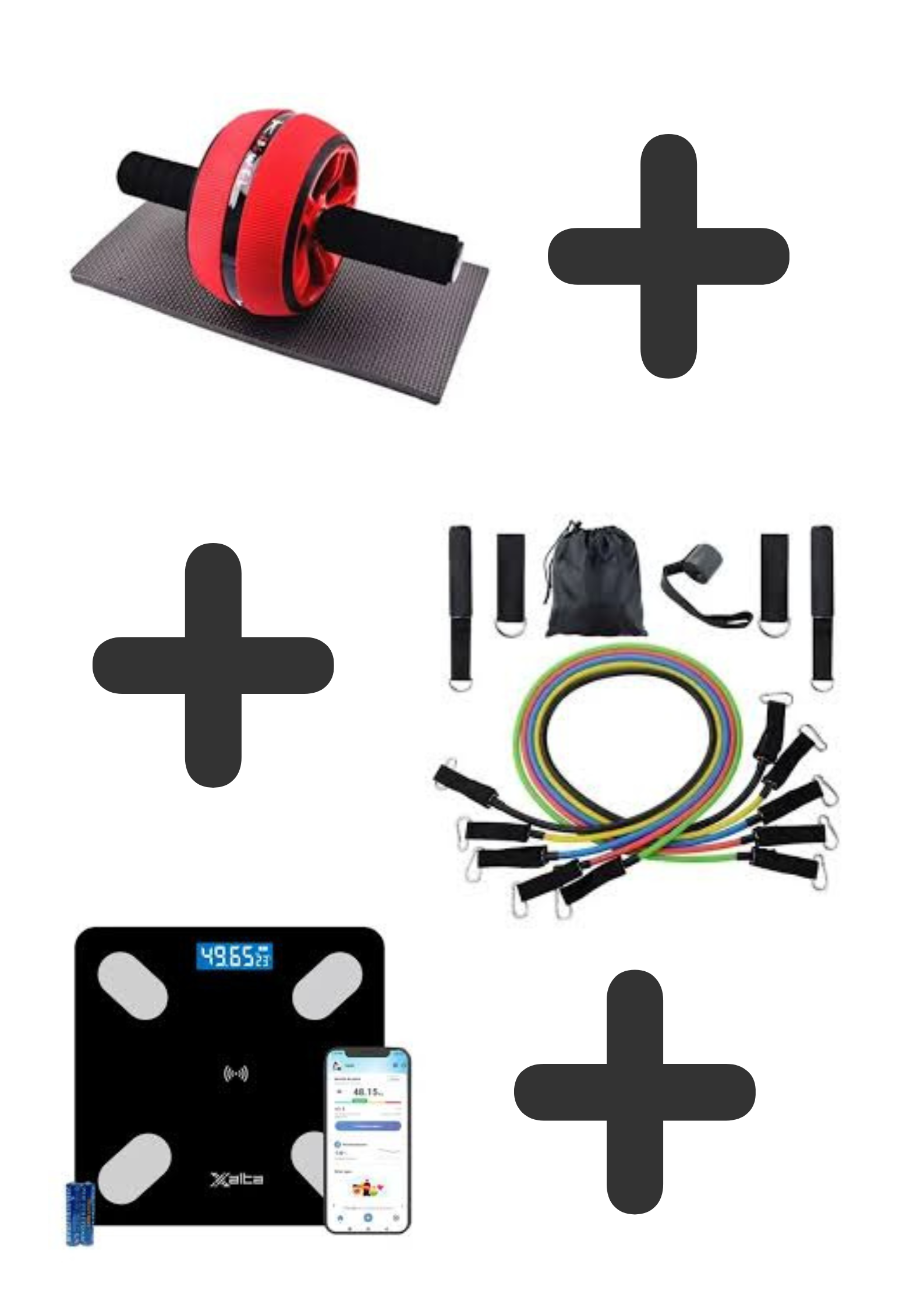 Rueda abdominal+Bandas x11+Bascula Bluet